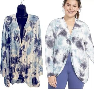 Lane Bryant Livi Twist Knot Blue Tie Dye Pullover Cardigan